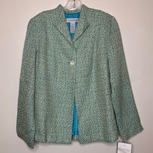 SAG HARBOR Tweed Blazer Turquoise & White Single Breasted Corporate Wear 6